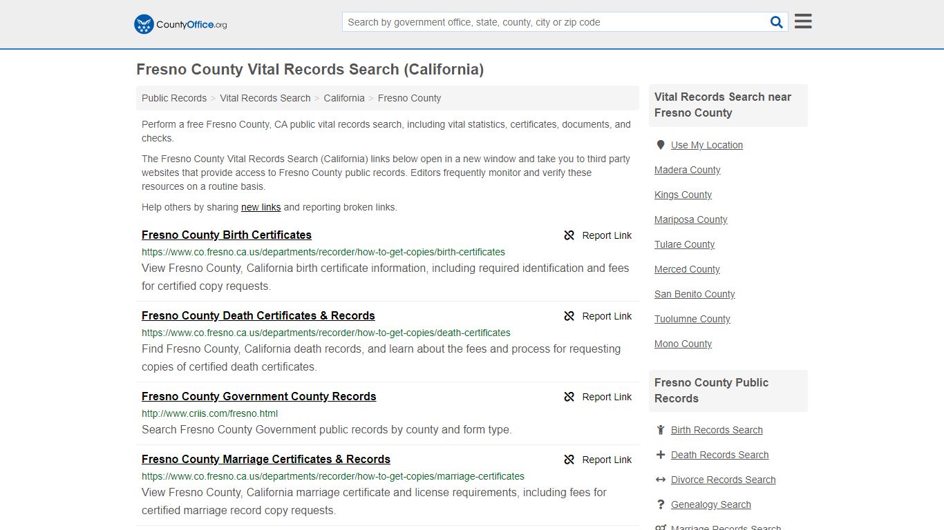 Vital Records Search - Fresno County, CA (Birth, Death ...